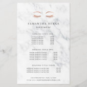 Marble Roos Gold Lashes & Brows Pricing & Services Flyer (Voorkant)