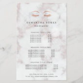 Marble Roos Gold Lashes & Brows Pricing & Services Flyer (Voorkant)