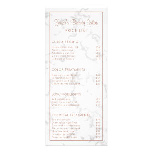 Marble Roos Gold Modern Beauty Salon - prijslijst Reclamekaart