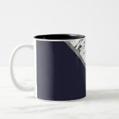 Marble Roos Gold Navy Blue driehoek Geometric Tweekleurige Koffiemok (Links)