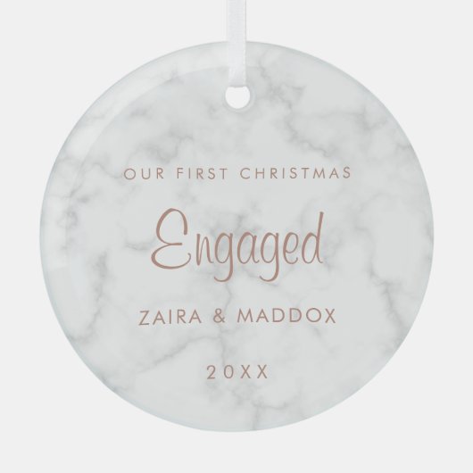 Marble Roos Gold Ons eerste kerstfeest Glas Ornament (Voorkant)