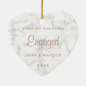 Marble Roos Gold Ons eerste kerstfeest Keramisch Ornament (Achterkant)