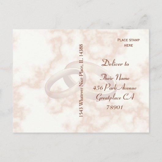Marble Roos Gold Rings Elegant Save the Date Aankondigingskaart (Achterkant)