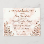 Marble Roos Gold Rings Elegant Save the Date Aankondigingskaart (Voorkant)