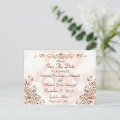 Marble Roos Gold Rings Elegant Save the Date Aankondigingskaart (Staand voorkant)