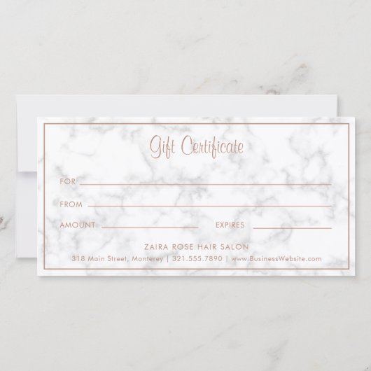 Marble Roos Gold Salon Modern Cadeaubon (Achterkant)