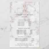 Marble Roos Gold Scissors Salon Pricing & Services Flyer (Voorkant)