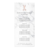 Marble Roos Gold Scissors Salon Pricing & Services Reclamekaart (Voorkant)
