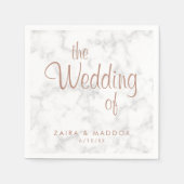 Marble Roos Gold Script Modern Weddenschap Servet (Voorkant)