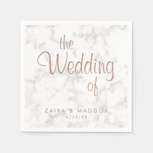Marble Roos Gold Script Modern Weddenschap Servet