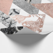Marble Roos Gold Silver en Floral Geo Triangles Cadeaupapier (Hoek)