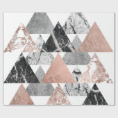 Marble Roos Gold Silver en Floral Geo Triangles Cadeaupapier (Vlak)