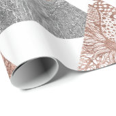 Marble Roos Gold Silver en Floral Geo Triangles Cadeaupapier (Rol Hoek)