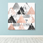 Marble Roos Gold Silver en Floral Geo Triangles Canvas Afdruk (Insitu (Houten vloer))