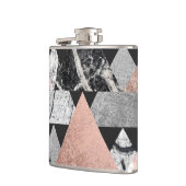 Marble Roos Gold Silver en Floral Geo Triangles Heupfles (Links)