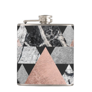 Marble Roos Gold Silver en Floral Geo Triangles Heupfles