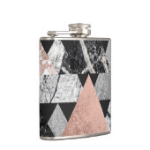 Marble Roos Gold Silver en Floral Geo Triangles Heupfles (Rechts)