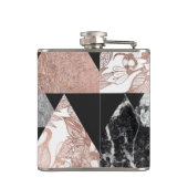 Marble Roos Gold Silver en Floral Geo Triangles Heupfles (Achterkant)