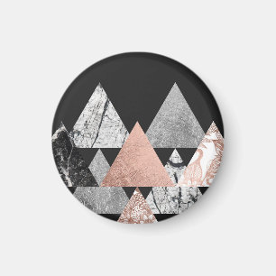 Marble Roos Gold Silver en Floral Geo Triangles Magneet