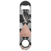 Marble Roos Gold Silver en Floral Geo Triangles Speed Flessenopener (Voorkant)