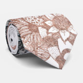 Marble Roos Gold Silver en Floral Geo Triangles Stropdas (Opgerold)