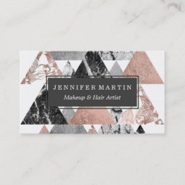 Marble Roos Gold Silver en Floral Geo Triangles Visitekaartje