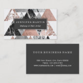 Marble Roos Gold Silver en Floral Geo Triangles Visitekaartje (Voorkant / Achterkant)
