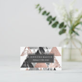 Marble Roos Gold Silver en Floral Geo Triangles Visitekaartje (Staand voorkant)