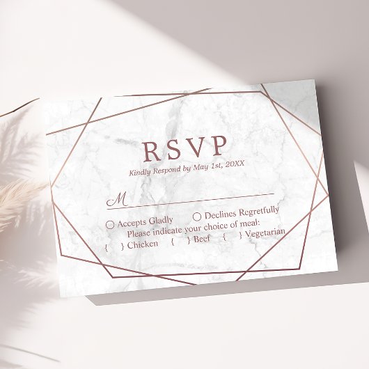 Marble Roos Gold Simple Geometric Weddenschap RSVP