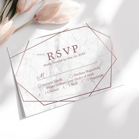 Marble Roos Gold Simple Geometric Weddenschap RSVP