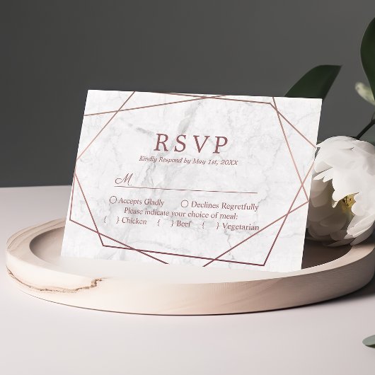Marble Roos Gold Simple Geometric Weddenschap RSVP