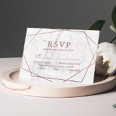 Marble Roos Gold Simple Geometric Weddenschap RSVP Kaartje