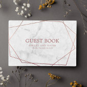 Marble Roos Gold Simple Geometric Wedding Gastenboek