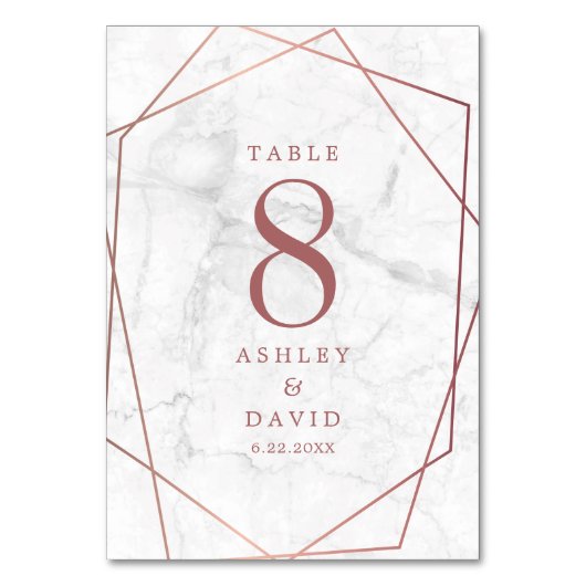 Marble Roos Gold Simple Geometric Wedding Kaart (Voorkant)