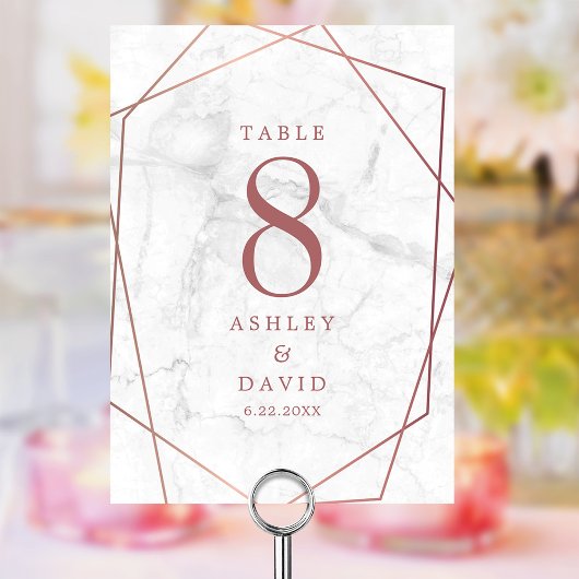 Marble Roos Gold Simple Geometric Wedding Kaart