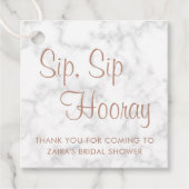 Marble Roos Gold Sip Sip Hooray Vrijgezellenfeest Bedankjes Labels (Voorkant)