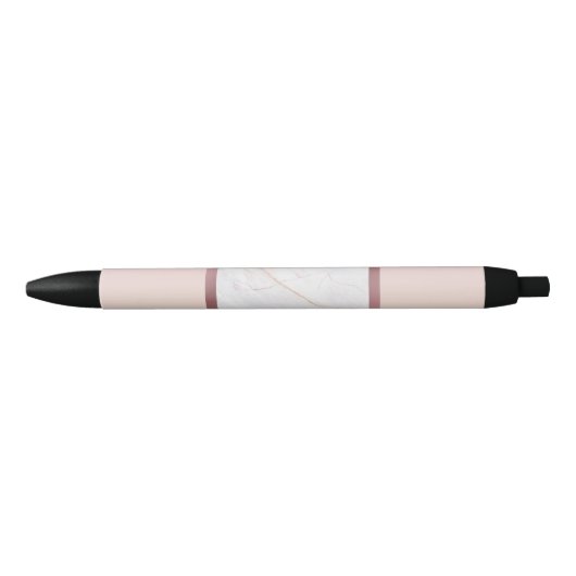 Marble Roos Gold Stripes Roze Zwarte Inkt Pen (Voorkant)