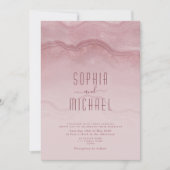 Marble Roos Gold Wedding Invitation Kaart (Voorkant)