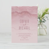 Marble Roos Gold Wedding Invitation Kaart (Staand voorkant)