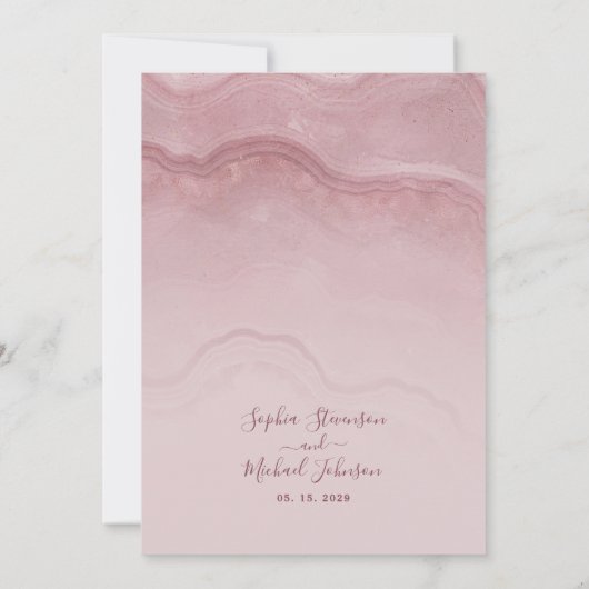Marble Roos Gold Wedding Invitation Kaart (Achterkant)