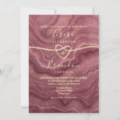 Marble Roos Gold Wedding Invitation Kaart (Voorkant)