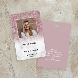 Marble Rose Gold Glitter Photo Makeup Hair Salon Badge