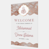 Marble Rose Gold Lace Muslim Wedding Welcome Acryl Bord (Hoek)