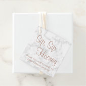 Marble Rose Goud Sip Sip Hoera Bruiloftsfeest Bedankjes Labels (In situ)