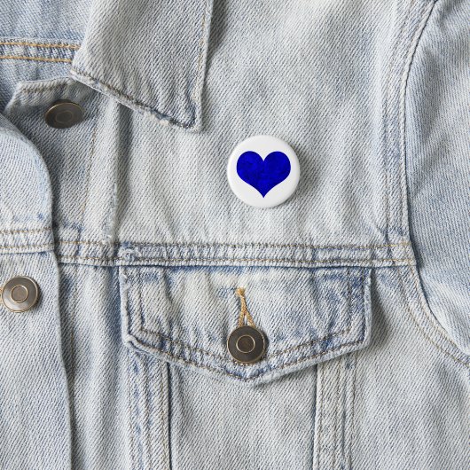 Marble Royal Cobalt Blue Heart Ronde Button 3,2 Cm (In situ)