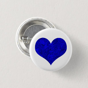 Marble Royal Cobalt Blue Heart Ronde Button 3,2 Cm