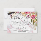 Marble Rozen Elegant Funeral Food Hartelijk dank Bedankkaart (Voorkant)