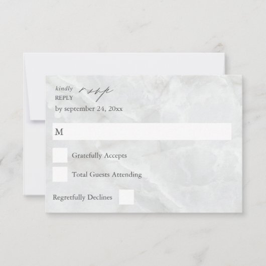 Marble RSVP No Meal Kaart (Voorkant)