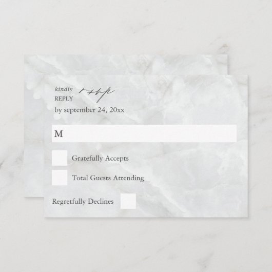 Marble RSVP No Meal Kaart (Voorkant / Achterkant)