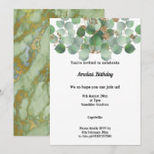 MARBLE SAGE EUCALYPTUS 2 BIRTHDAY ARTIJ INVITATIE KAART (Voorkant / Achterkant)